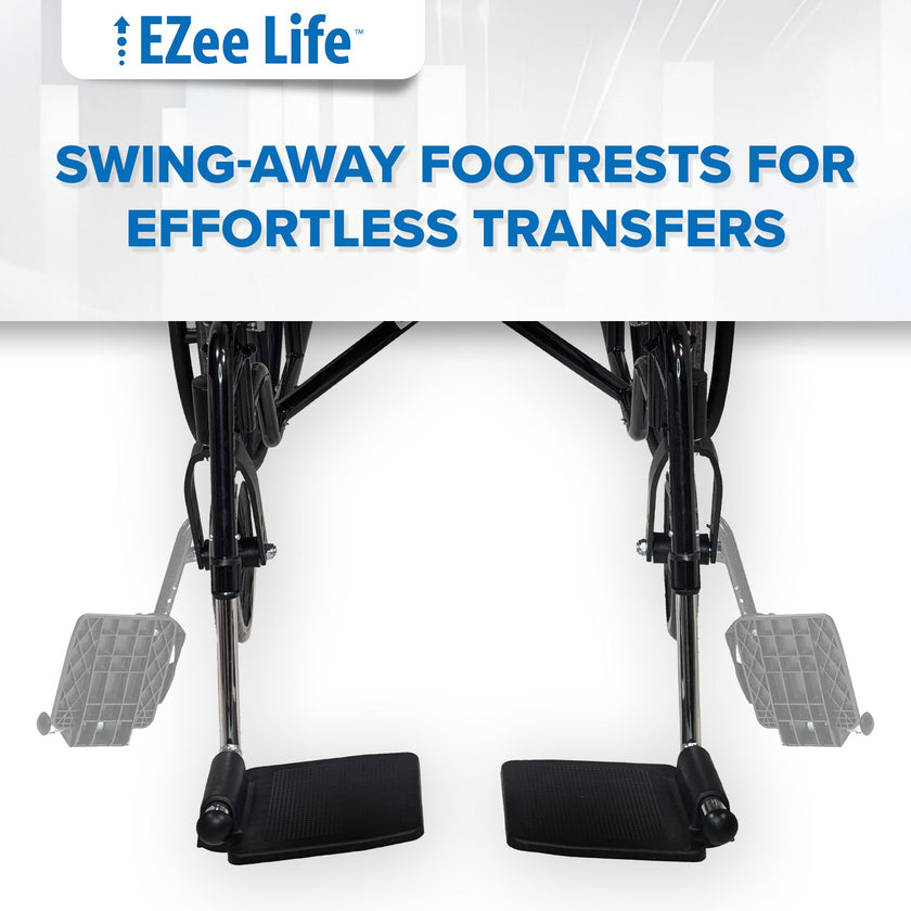 Economy Wheelchair 16″ or 18″ CH1090 | EZee Life Steel Frame | Buy in Canada