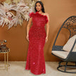 Luxury formal dress Feather Stitching Sequin Evening Dress Long dress