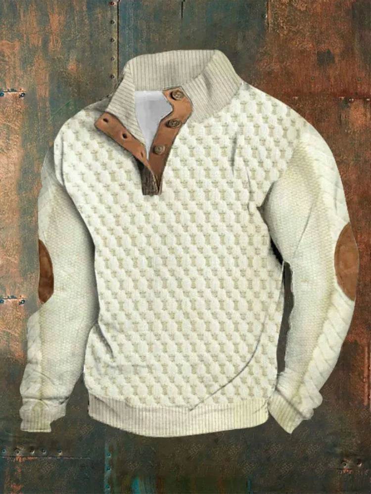 Half Button Up Sweater – Loose Fit Polyester Pullover for All Sizes