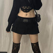 Solid White Black Denim Fashion Mini Skirt