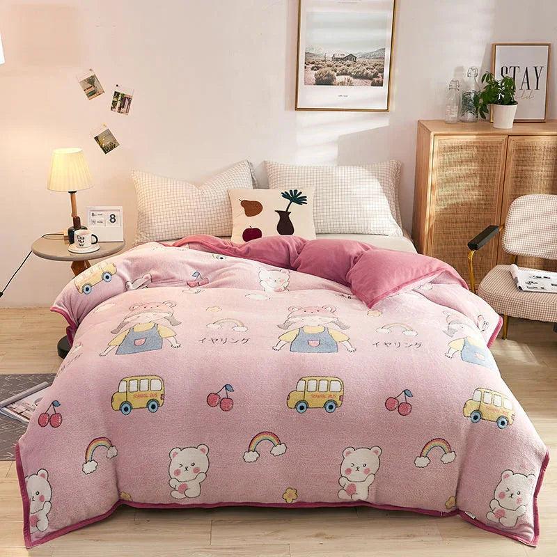 Plush Thick Snowflake Duvet Cover Single Piece Flannel