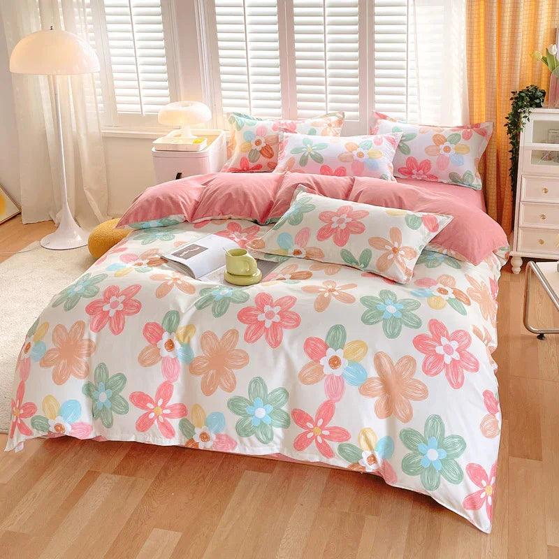3 Piece Spring Floral Duvet Cover Set For Women Adults Home Bedroom Flowers Bedding Set With 2 Pillowcases Twin Full Queen King Size