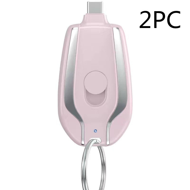 Keychain Power Bank 1500mAh – Portable Emergency Charger for iPhone & USB-C