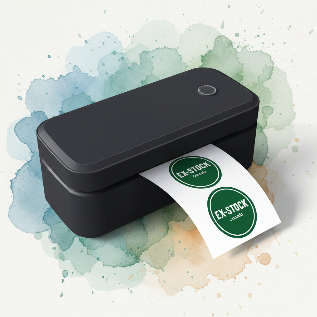 4-Inch Portable Wireless Thermal Label Printer – Black & White, Multi-Plug (AU/EU/UA/US)