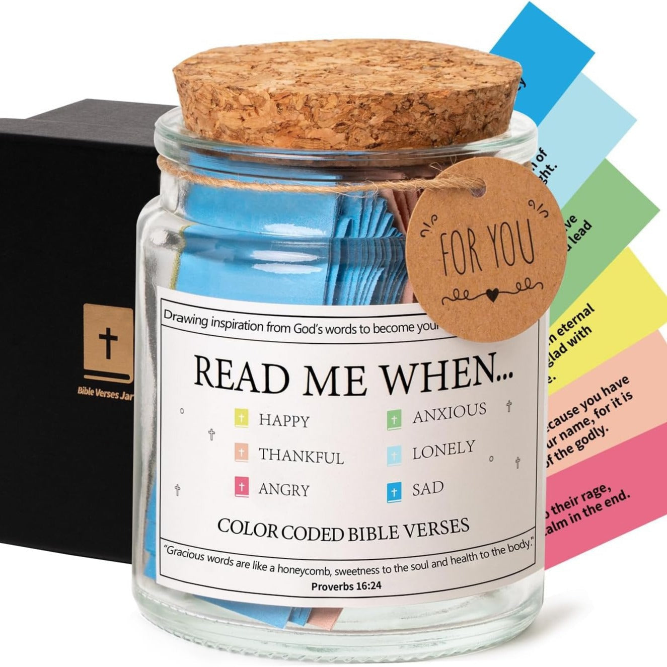 Bible Verses In A Jar – 90 Scripture Cards Glass Jar (Colours A, B, C)