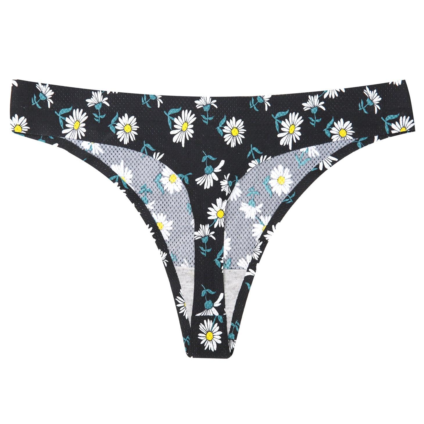 Women's Seamless Floral Print Low-Waist Briefs No-Trace Breathable