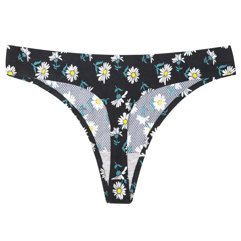 Women's Seamless Floral Print Low-Waist Briefs No-Trace Breathable
