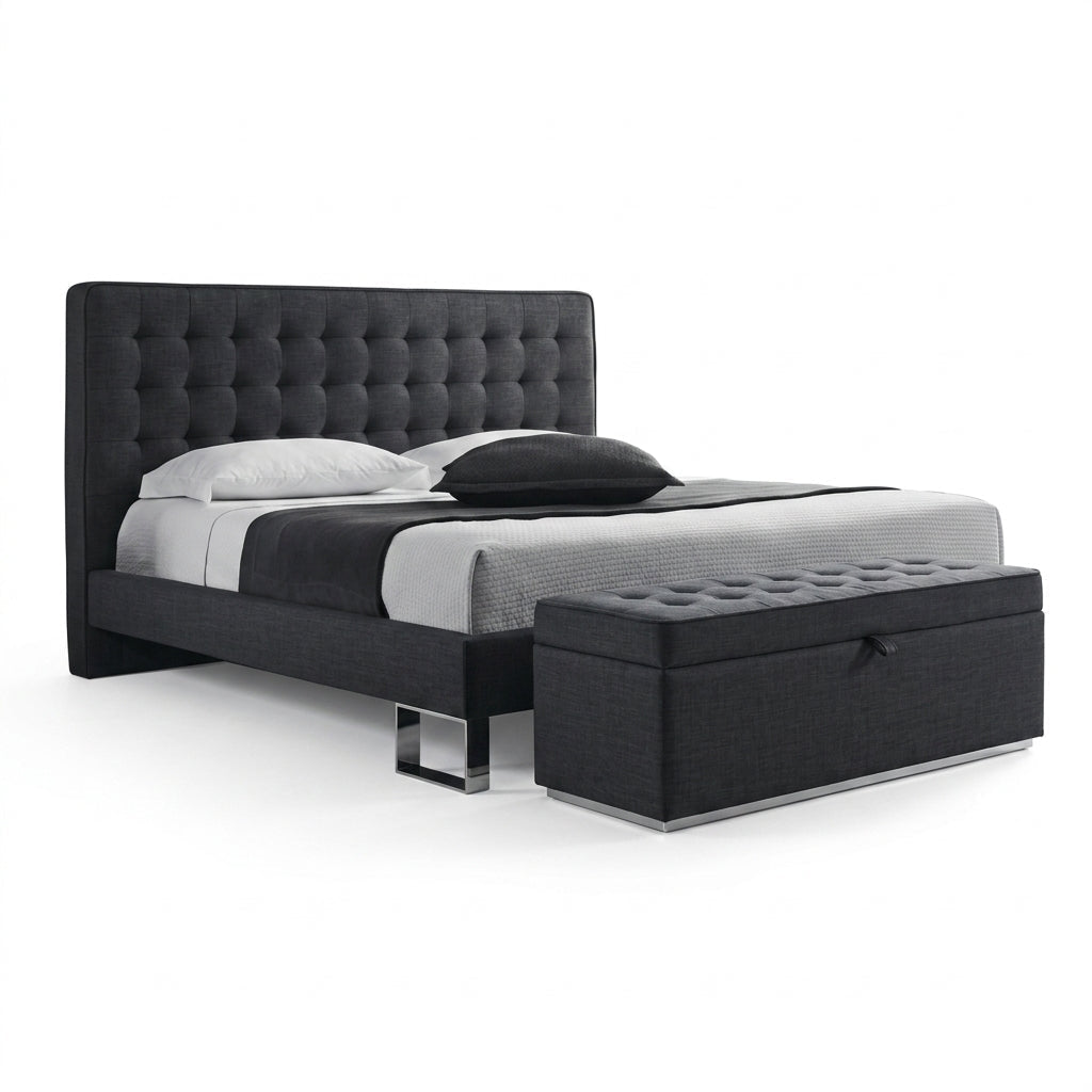 Edmonton Contemporary Graphite Tufted Bed