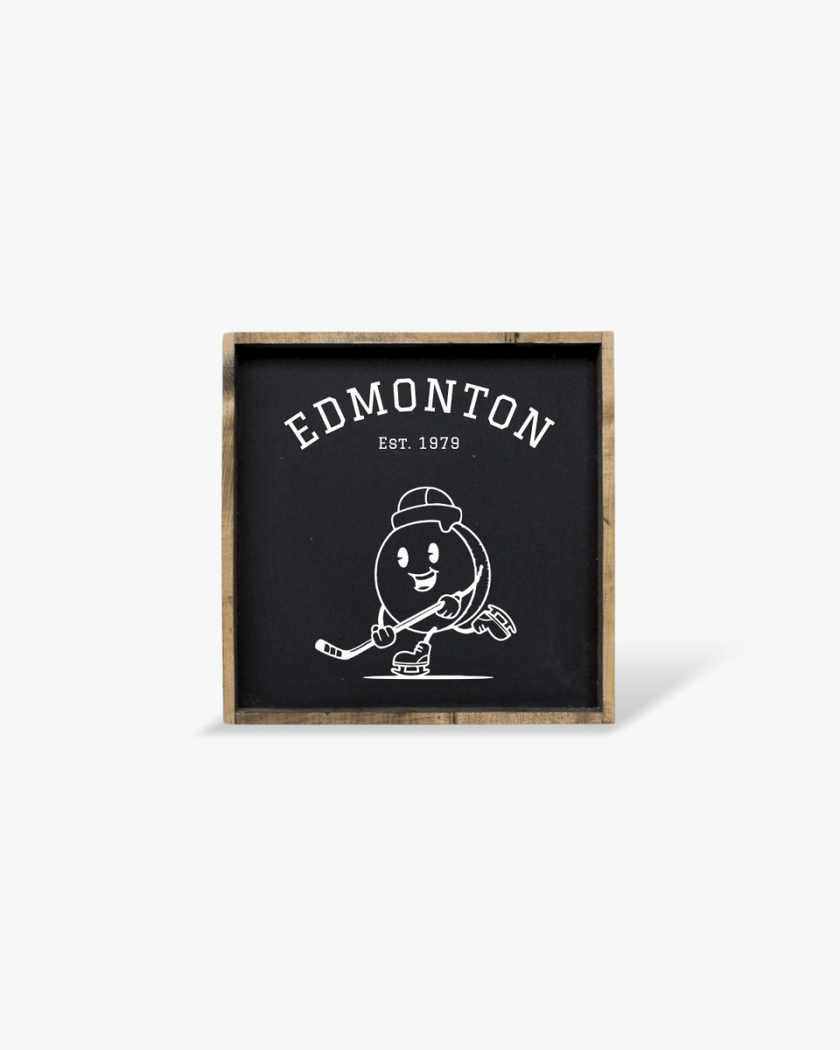 Edmonton Hockey Puck Wood Sign – Hockey-Inspired Wall Art
