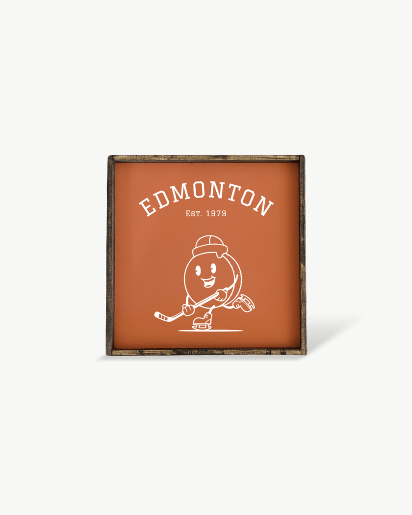 Edmonton Hockey Puck Wood Sign – Hockey-Inspired Wall Art