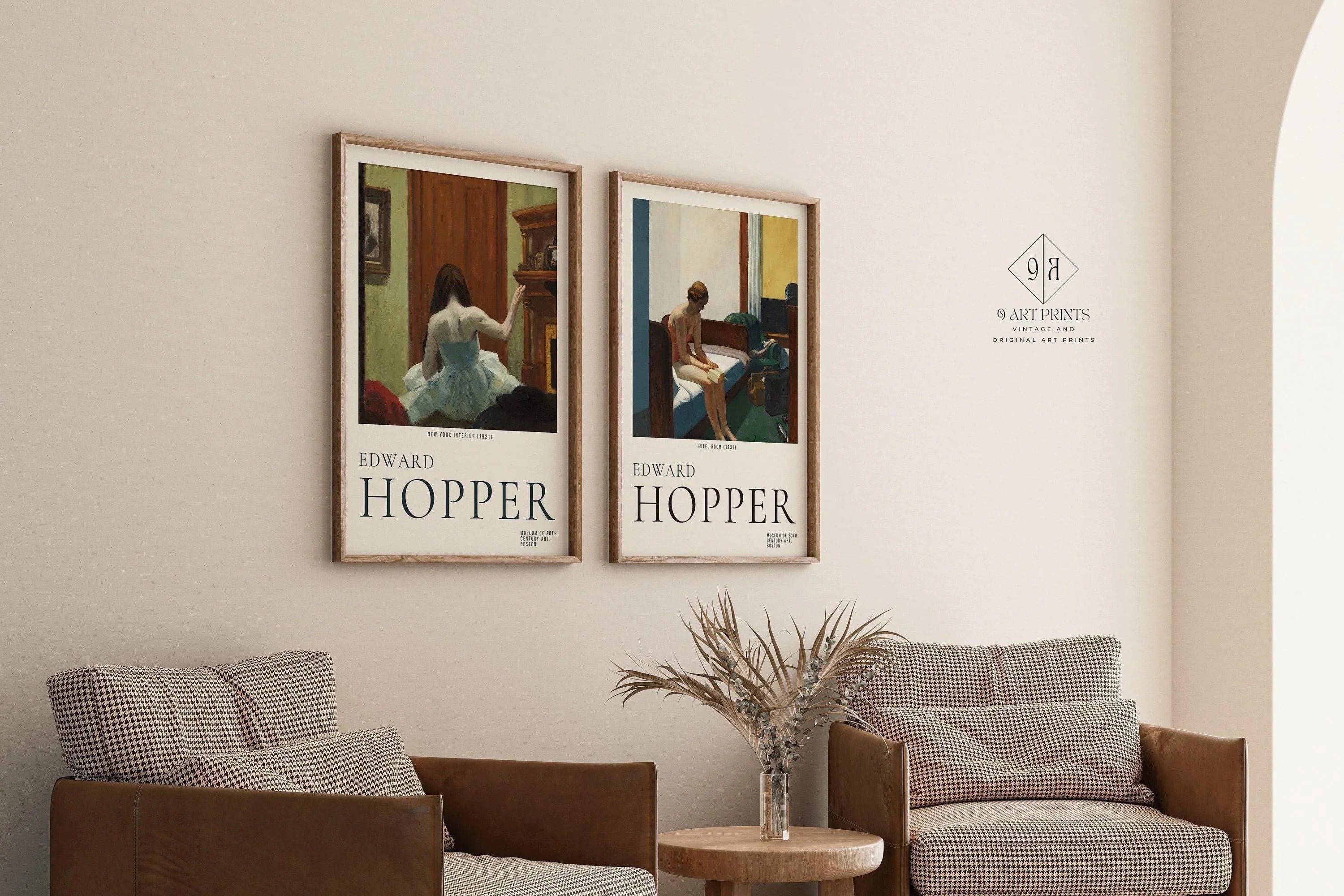 Edward Hopper Prints: New York Interior and Hotel Room Duo