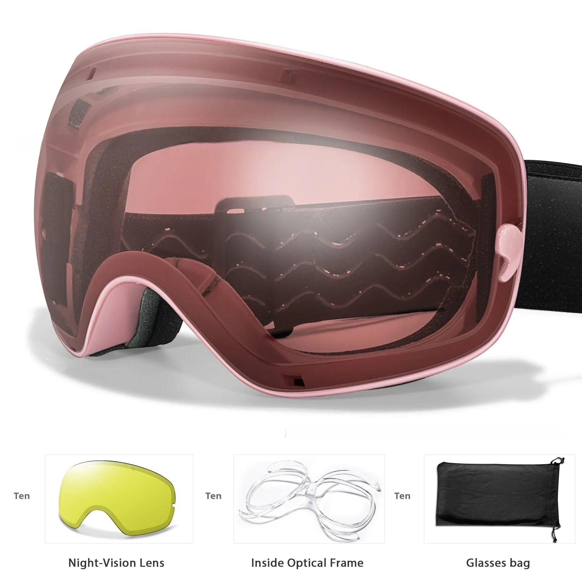 Men's And Women's Anti-fog Card Myopia Glasses Coated Large Spherical Eye Protection Ski Mountaineering Equipment