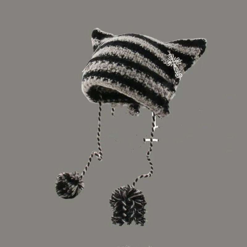 Breathable Windproof Cute Thermal Head Cover Woolen Cap beanies