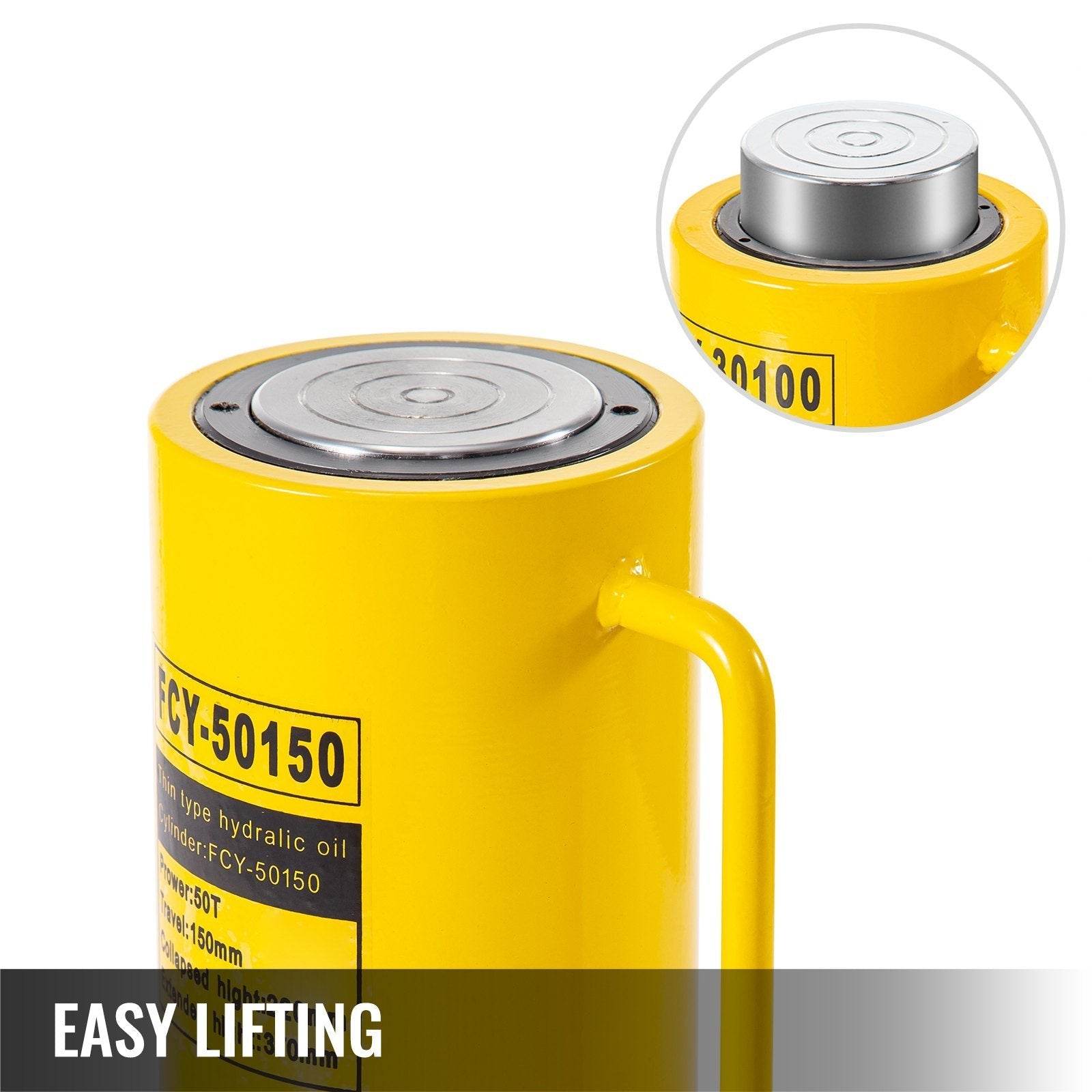 50T 6In Stroke Hydraulic Cylinder Jack Solid Single Acting Hydraulic Ram Cylinder 150mm Hydraulic Lifting Cylinders For Bending, Straightening And Pulling On Trucks, Tractors And Heavy Equipm