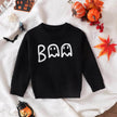 Unisex Cartoon Ghost Embroidered Long-sleeved Sweater Pullover for Boys and girls