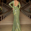 Slim Fit  Long Sleeve Backless Party dress Sequined Evening Dress