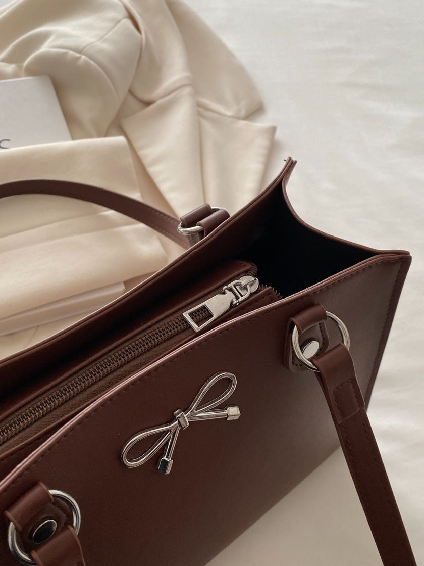 Bow PU Leather Shoulder Bag