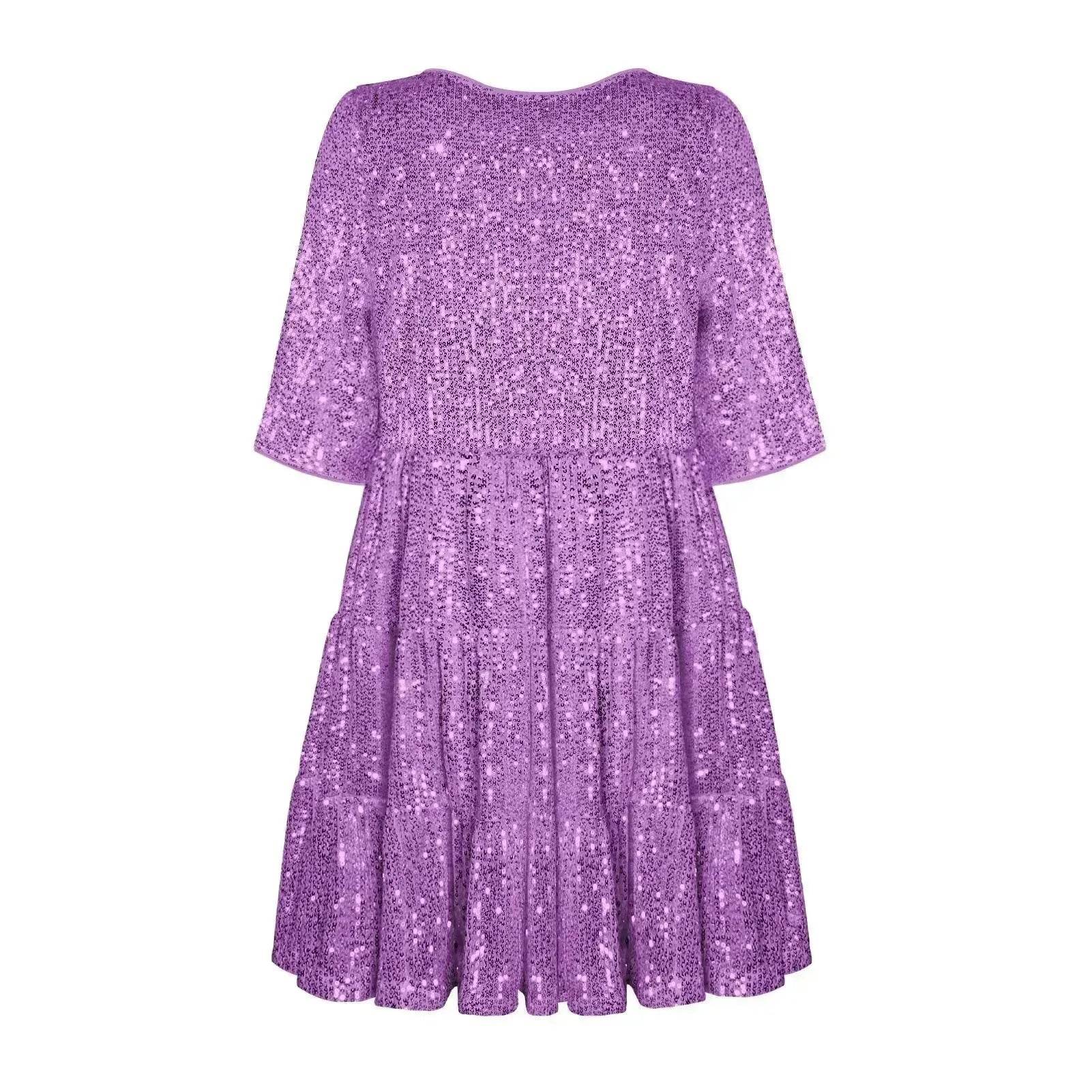 Elegant ladies Sequined Short Mini Skater Dress