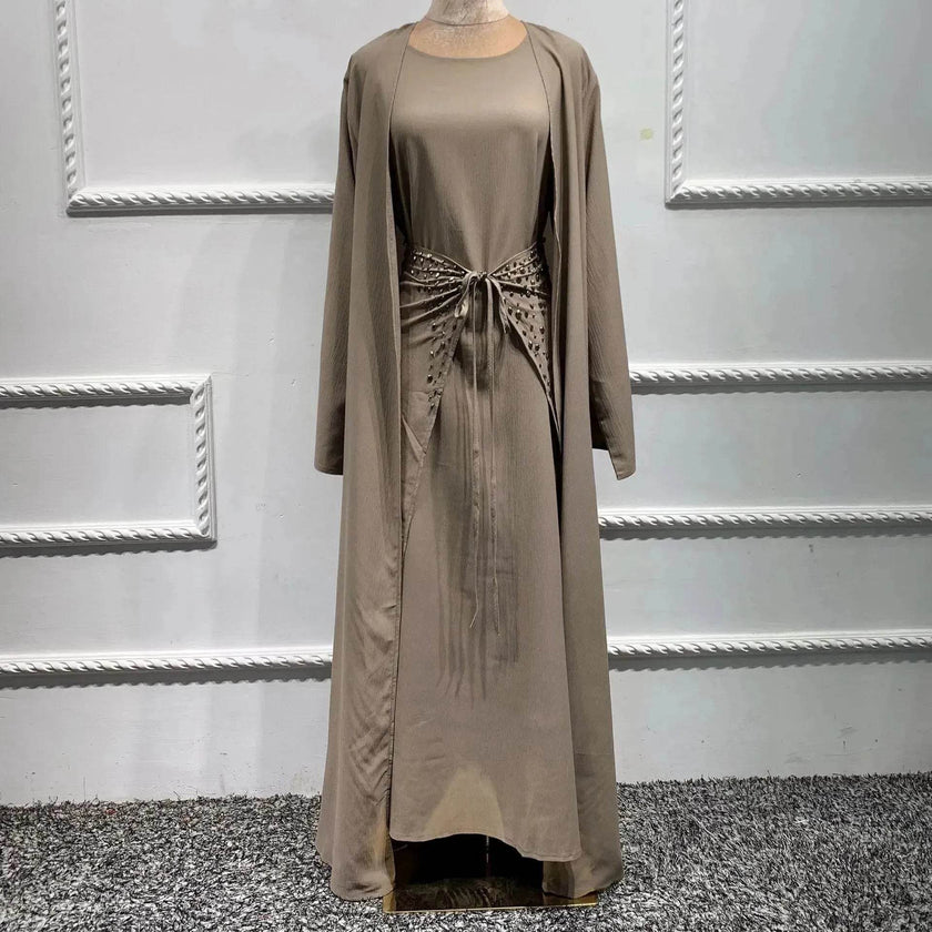 Arab3 piece set ArabDubai Abaya dress with Turban Embellished Abaya