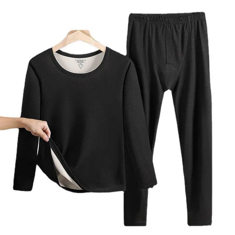 Men's Thermal Underwear Fleece-lined Double-sided Brushed Long John set