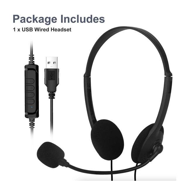 USB Headset with Noise Cancelling Microphone for PC Computer Calls & Chat