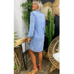 Round Neck Pleated Loose Solid Color Casual Plus Size Denim Dress