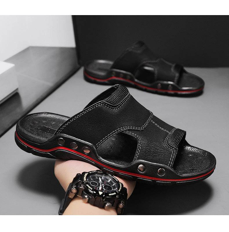 Non-slip Deodorant Men's Sandals Genuine Leather Outdoor Flip Flops