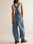 Women's Loose Denim Overalls Jumper – Casual Bib Suspender Jeans Jumpsuit with Pockets | Streetwear