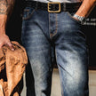 Denim Cotton Men's Vintage Denim Washed Straight Jeans pant