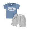 Summer Children's Thin Pure Cotton Short Sleeve Short Pants Suit Daddy's Little Boy Two piece for boys