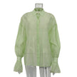 Loose Lapel Lantern Long Sleeves Blouse Shirt For Women