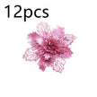 Glitter Artifical Christmas Flowers Christmas Tree Decorations For Home Fake Flowers Xmas Ornaments New Year Decor