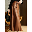 Fashion Retro All-match A- Line High Waist  Formal Office Work Midi Faux Leather Skirt