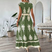 Women's Summer Flowy Maxi Dress Casual Cap Sleeve V Neck Smocked Waist Beach Sundress