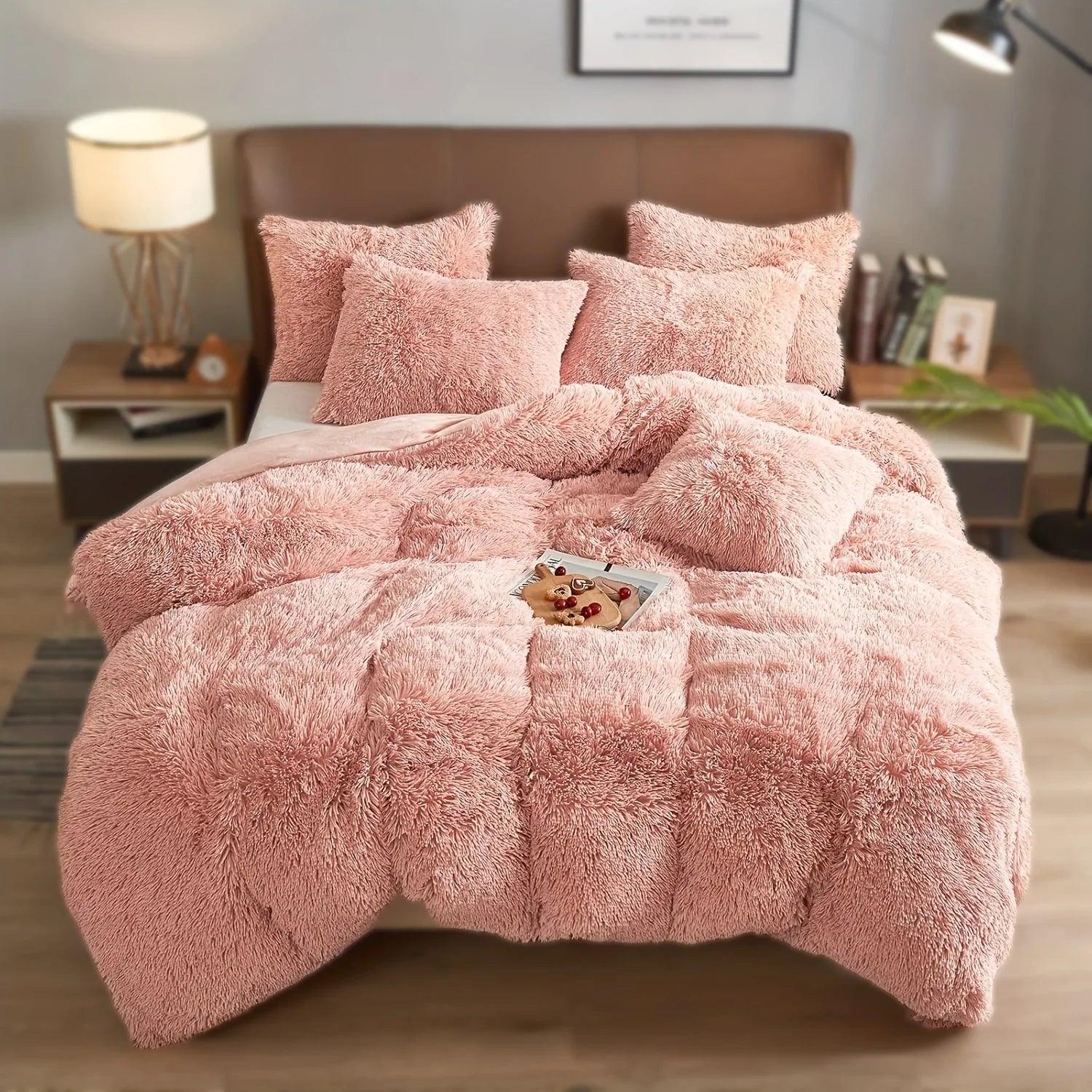 4PCs Plush Duvet Cover Set Luxury Ultra Soft Velvet Duvet