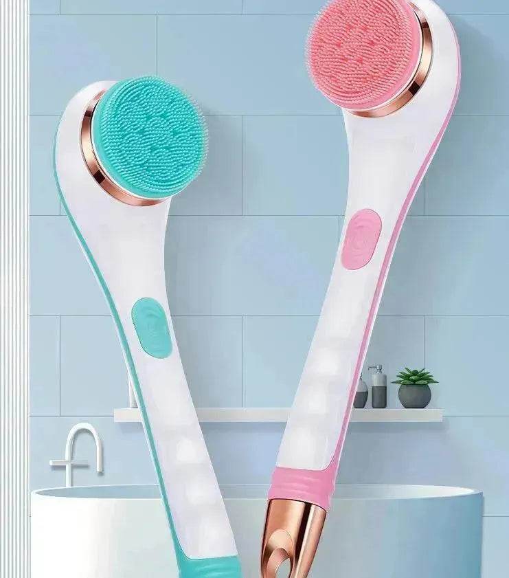 Electric Bath Brush Silicone Back Scrubber USB Rechargeable 2 Speeds Rotating Shower Brush Spa Waterproof Body Cleaning Brush