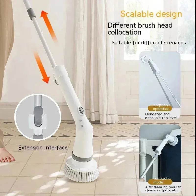 Electric Scrubber Cleaning Wall Long Hadle Elbow Telescopic Multifunction Cleaning Brush