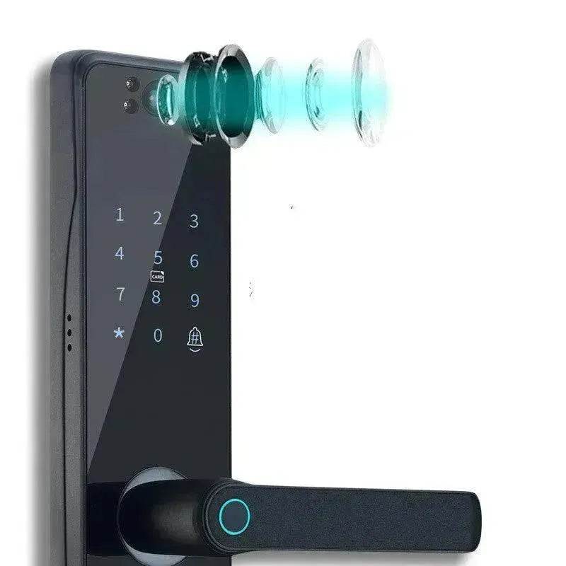 Electronic Door Lock With Surveillance Camera, Fingerprint Lock Graffiti  Home Password Lock Mobile Phone Video Anti-theft