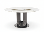 Eleonore Round White Marble Dining Table with Rotating Center