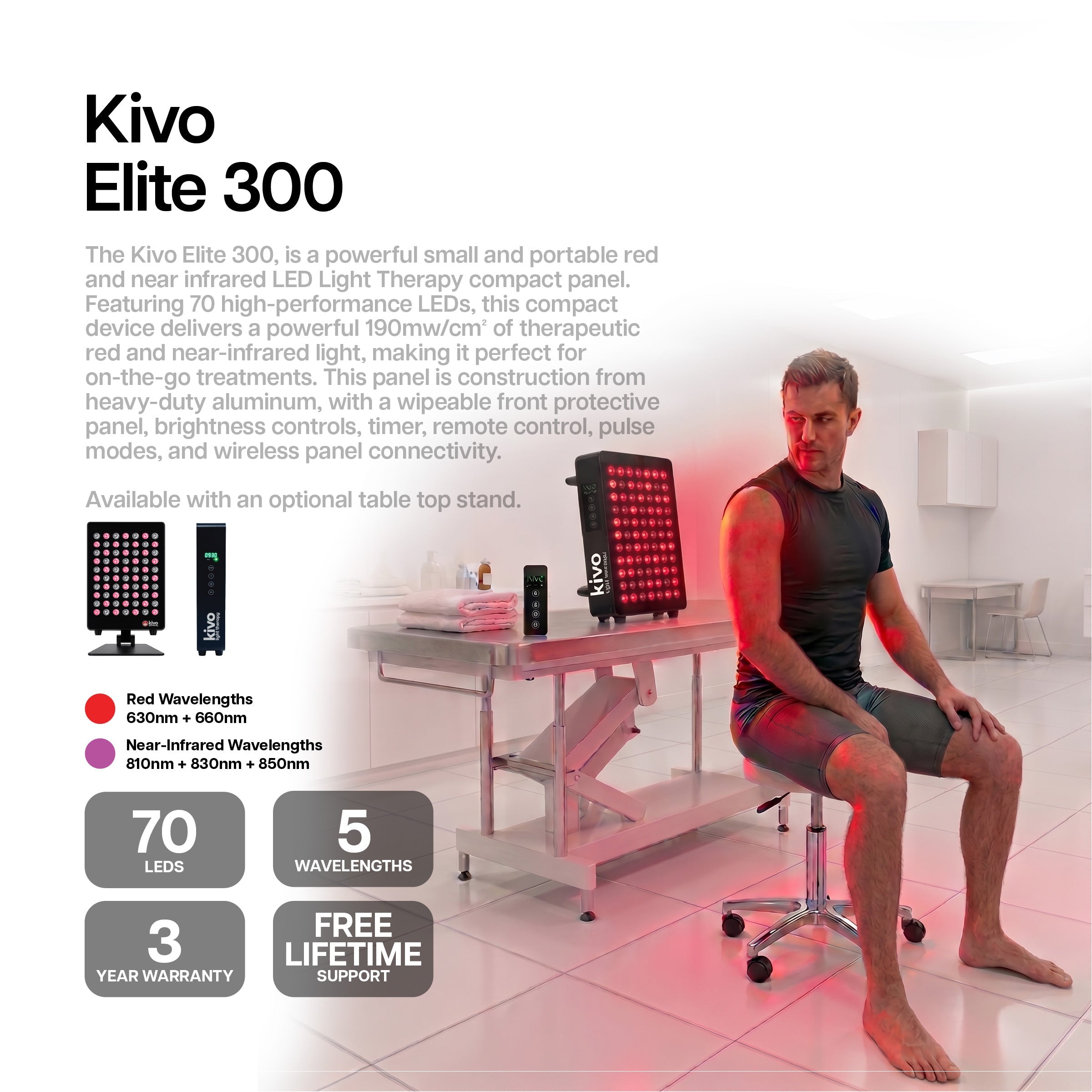 Kivo Elite 300: Premium Portable Red Light Therapy Panel