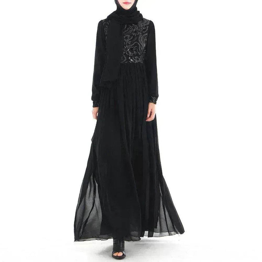 Embroidered Arab  Lace Long Sleeve Dress
