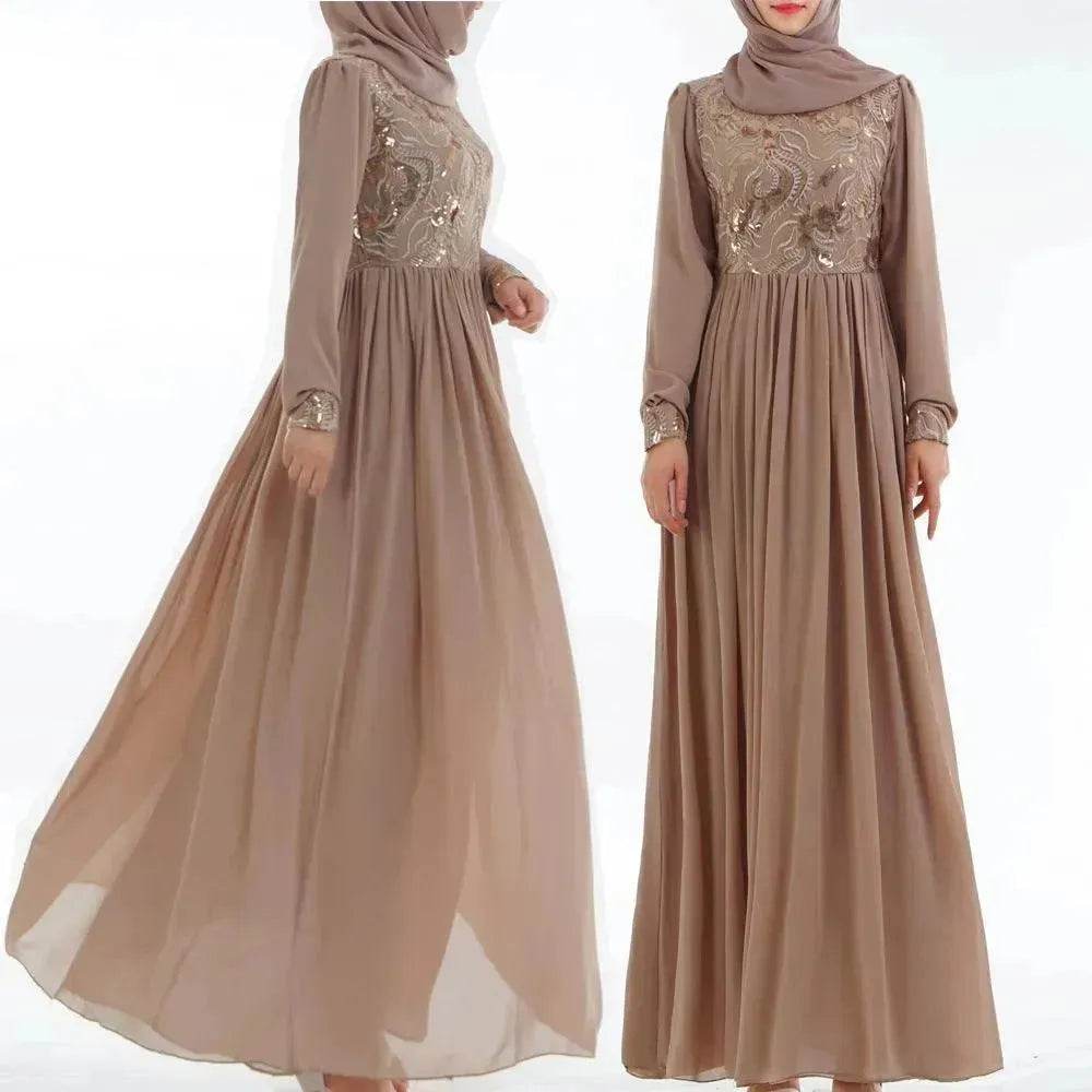 Embroidered Arab  Lace Long Sleeve Dress