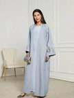 Embroidered Cardigan Abaya Dress Robe for Arab Dubai Turkey Middle East Women