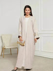 Embroidered Cardigan Abaya Dress Robe for Arab Dubai Turkey Middle East Women