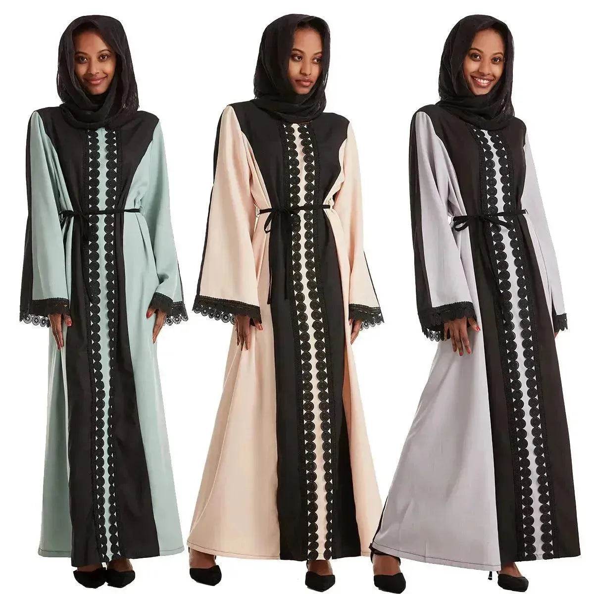 Embroidered Cotton Robe Abaya Dress for Arab Dubai Turkey Middle East Women.