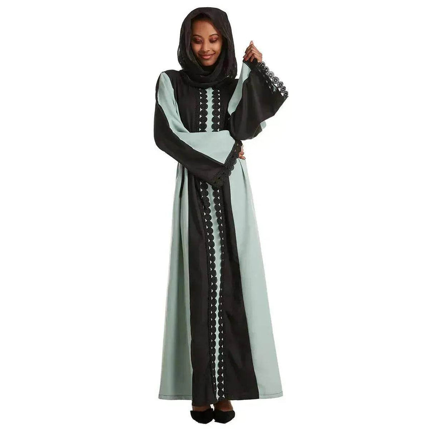 Embroidered Cotton Robe Abaya Dress for Arab Dubai Turkey Middle East Women.