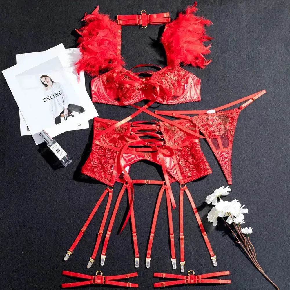 Embroidered Garter Strap Charming Lingerie