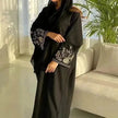 Embroidered Sleeve Loose Cardigan Abaya Dress Robe for Arab Dubai Turkey Middle East Women