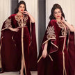 Embroidered Turkish Sequined Gold Velvet Dubai Middle East Women Dress