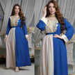 Embroidery Applique Tunic Dinner Party Robe Abaya Dress for Arab Dubai Turkey Middle East Women.